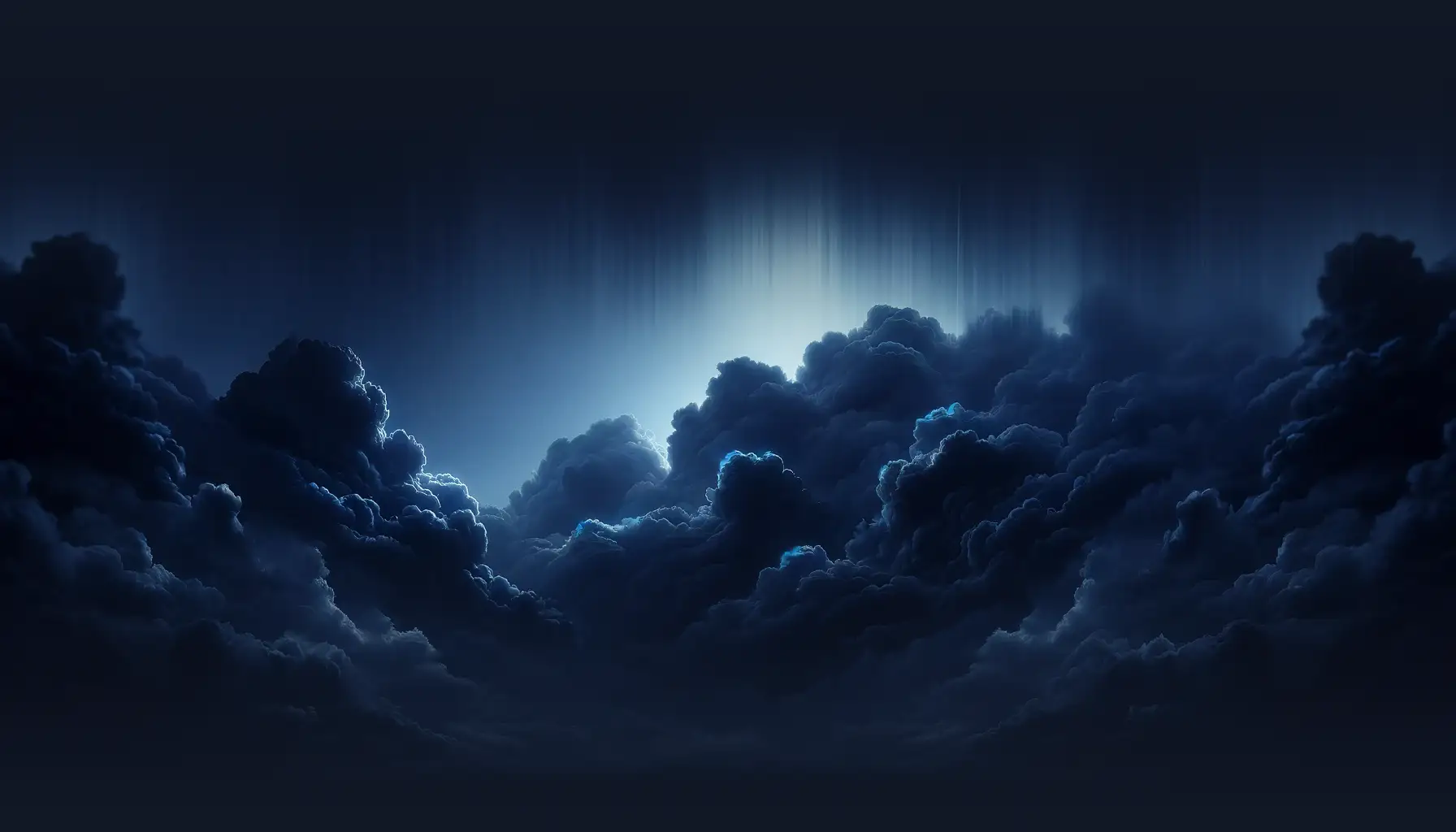 Night storm clouds over calm water
